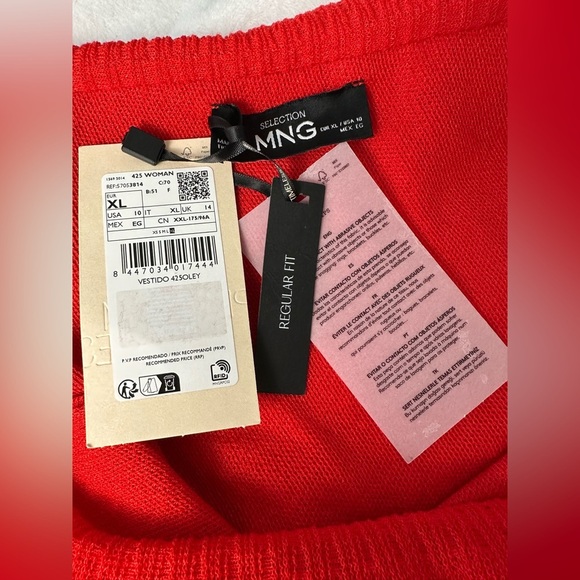 Mango Women’s Red One-Shoulder Asymmetric Ruffled Dress Size 10 - Picture 10 of 15